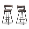 Baxton Studio Arcene Rustic and Industrial Antique Grey Swivel Bar Stool, PK2 149-8968